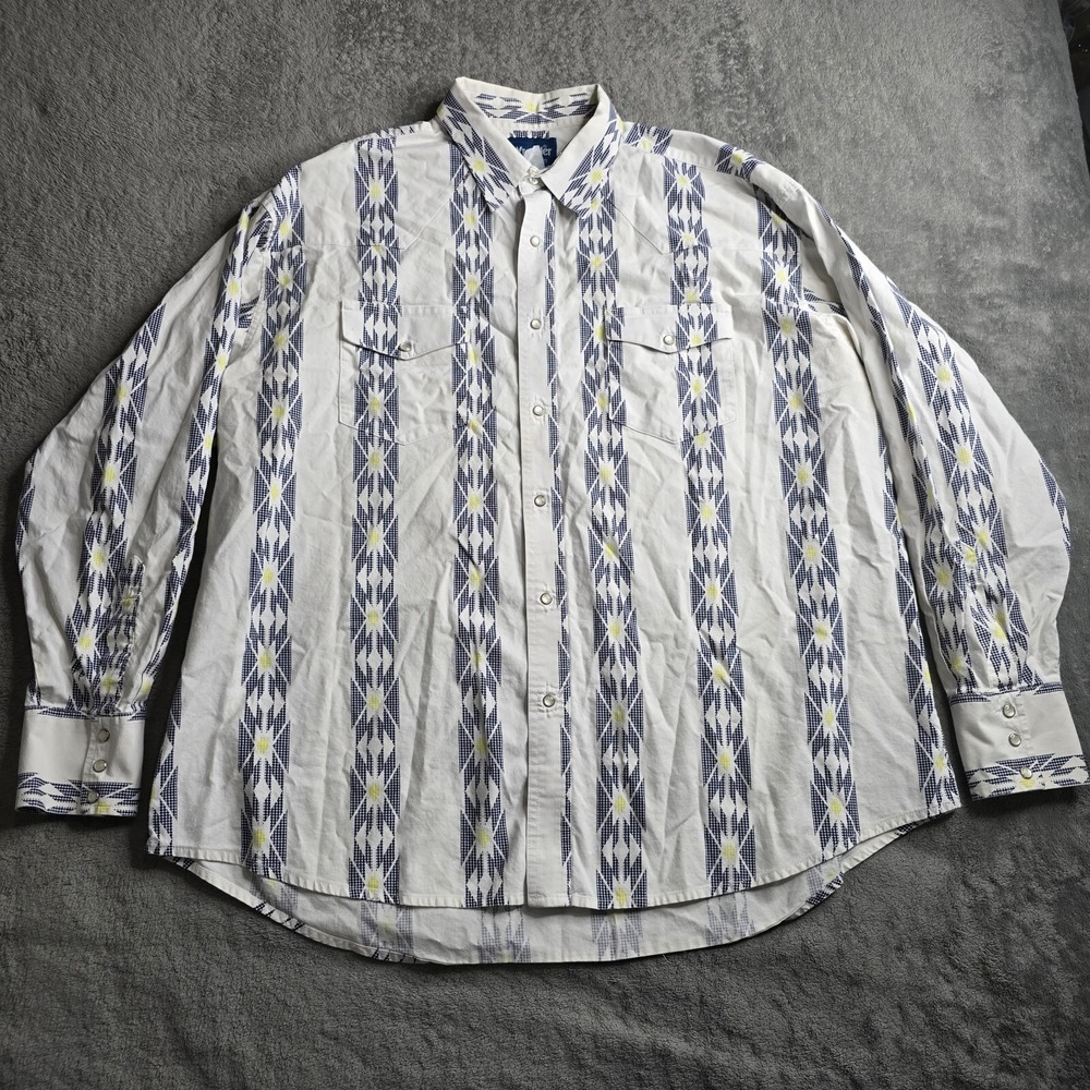 Wrangler Western Shirt Mens 2XL  Southwestern Aztech Ranchwear Rodeo Pearl Snap